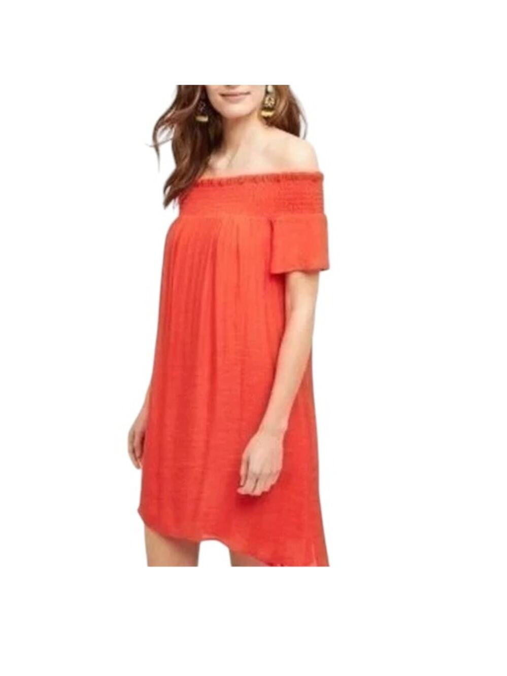 Anthropologie Amadi Off The Shoulder Red Dress Size Small Petite NWT